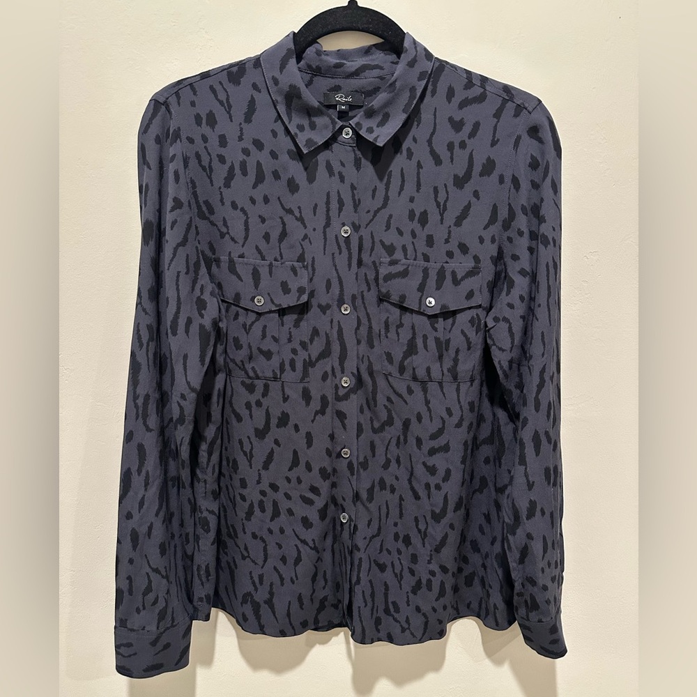 Rails Black Lightweight Animal Print Button Down Shirt